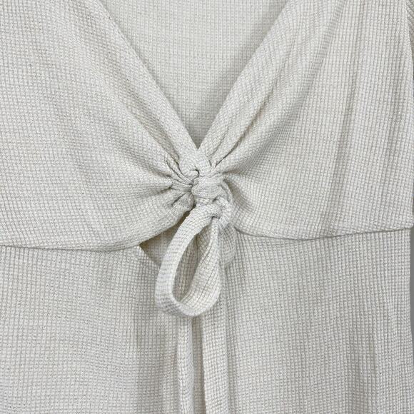 Free People Say When Long Sleeve Size Small Waffle Knit Ruffle - Picture 5 of 9